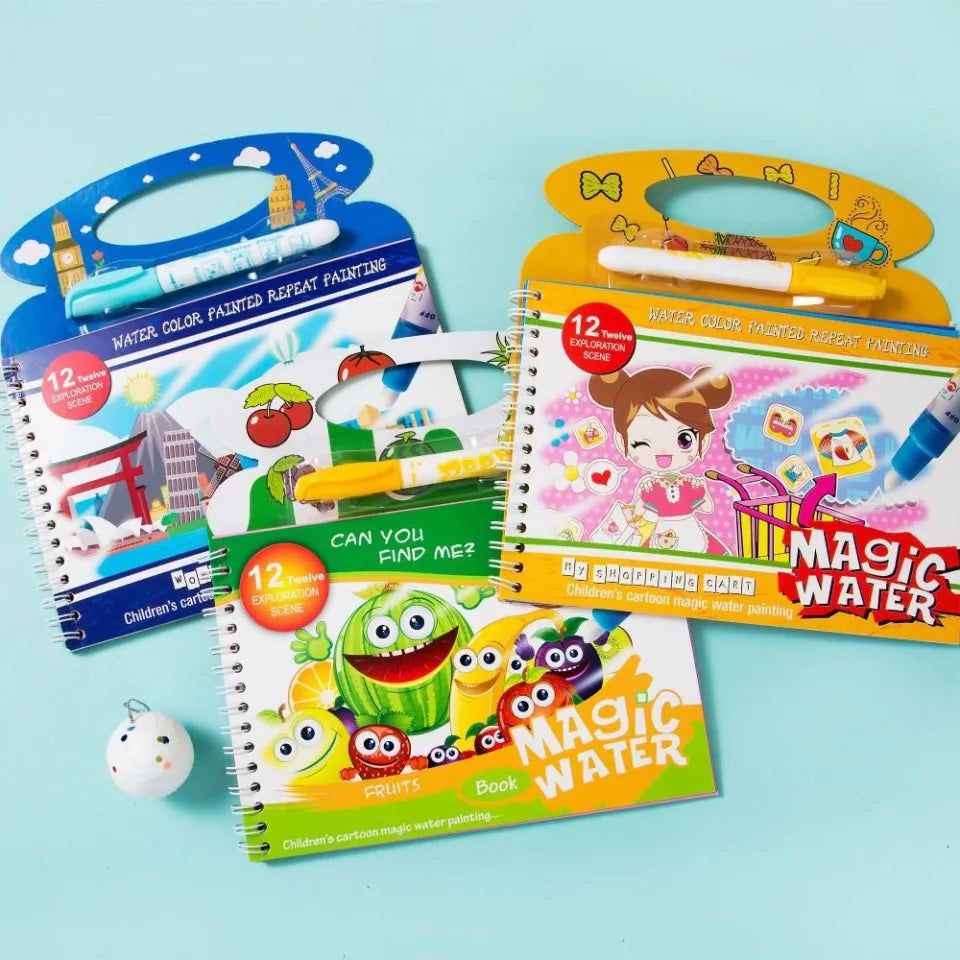Magic Water Drawing Book – Reusable Color-In Pages for Creative Learning Fun