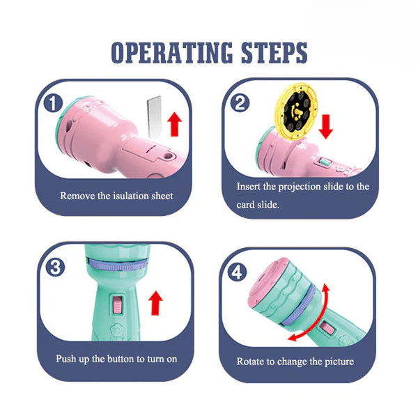 Kids Fun Projector Torch Cartoon Light Up