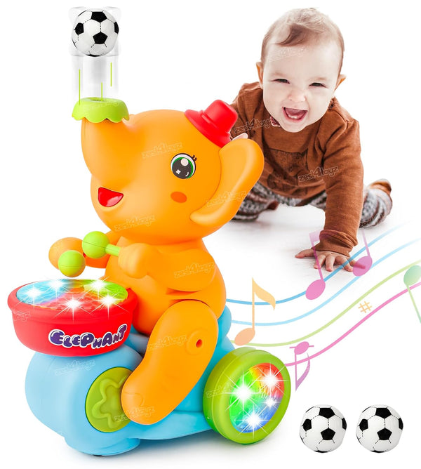 Elephant Drum Toy – Music & Rolling Ball Magic